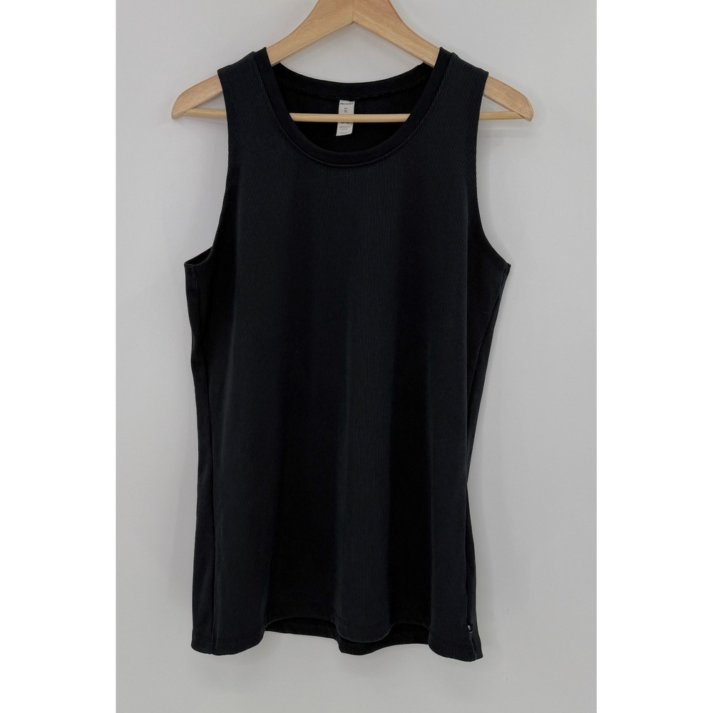 Marika Black Ribbed Long Tank Top Sleeveless Athletic Form Fit XL‎ Athleisure